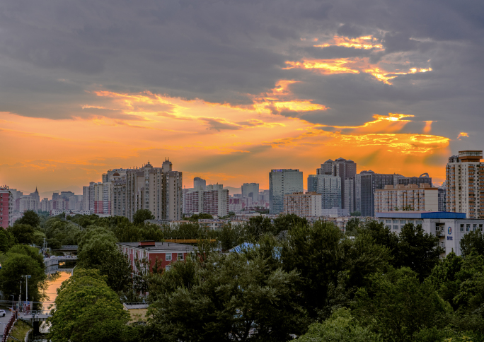 大范围延时 城市夜景 北京城市 日落夕阳