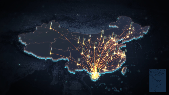 海南辐射全国黑金三维区位地图