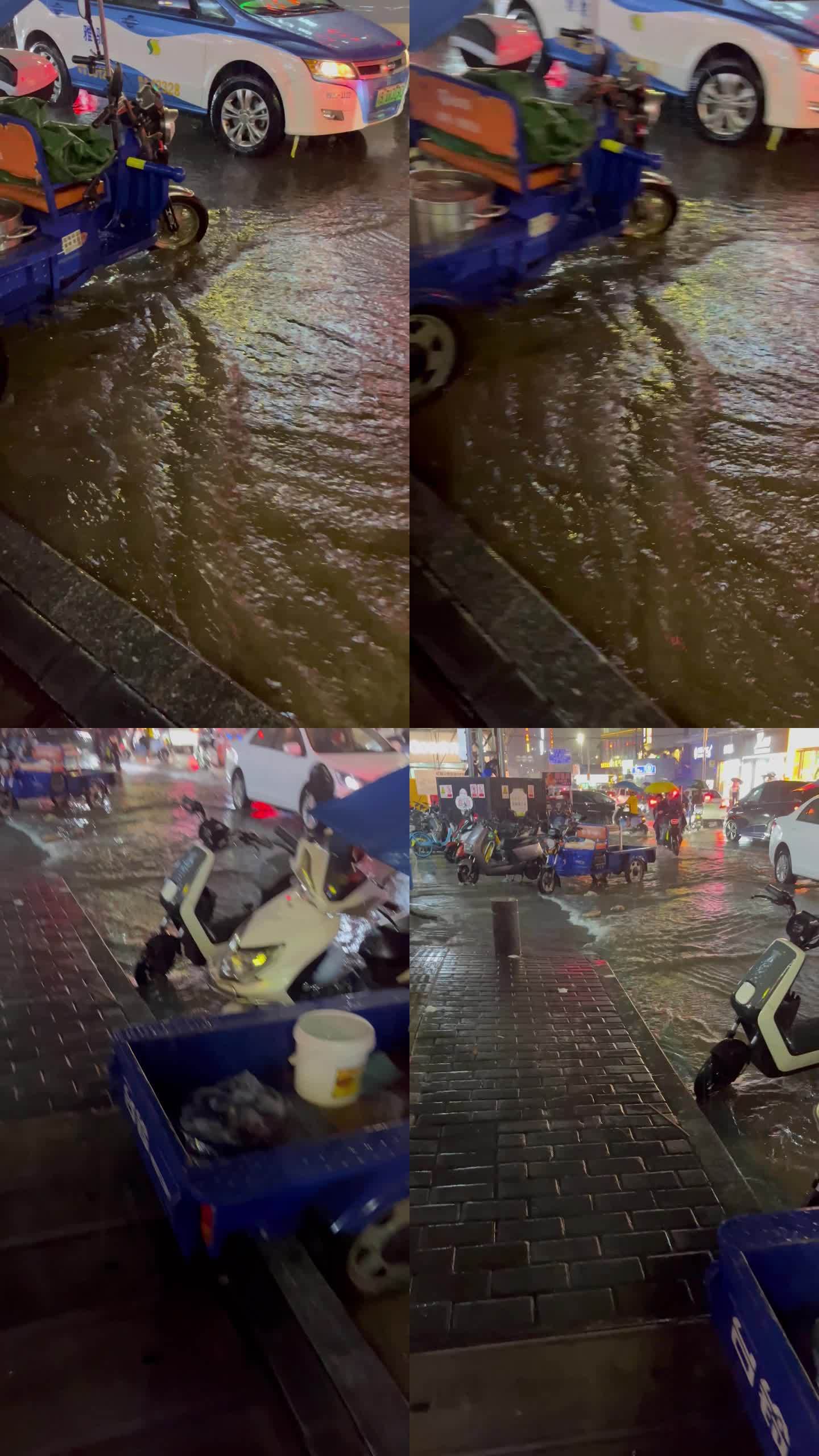 深圳宝安，昨晚的一场雷暴雨积水漫过路面