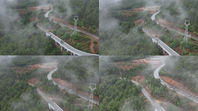 雨中泸沽湖景区公路