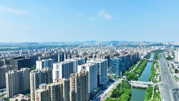 城市楼群商业大楼万达广场航拍