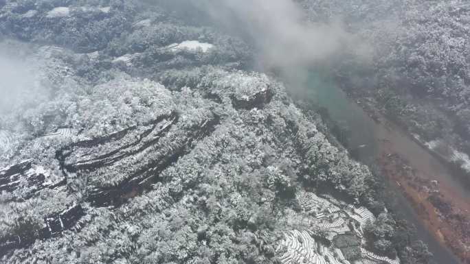 4K航拍2022年武夷山风景区雪景