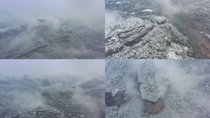 4K航拍2022年武夷山风景区雪景