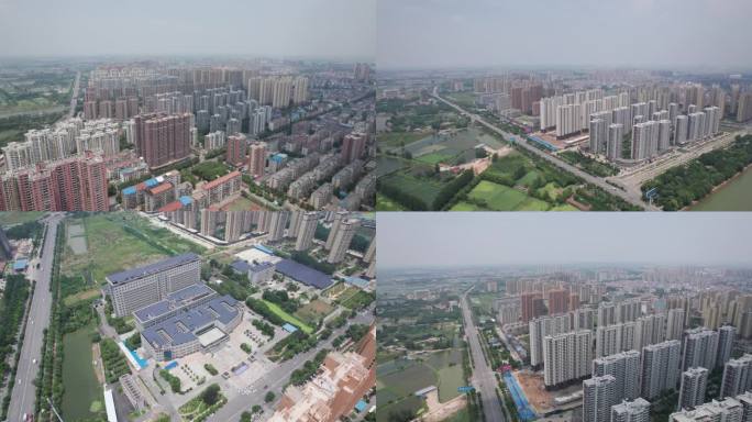 汉川城市高楼风景4K航拍