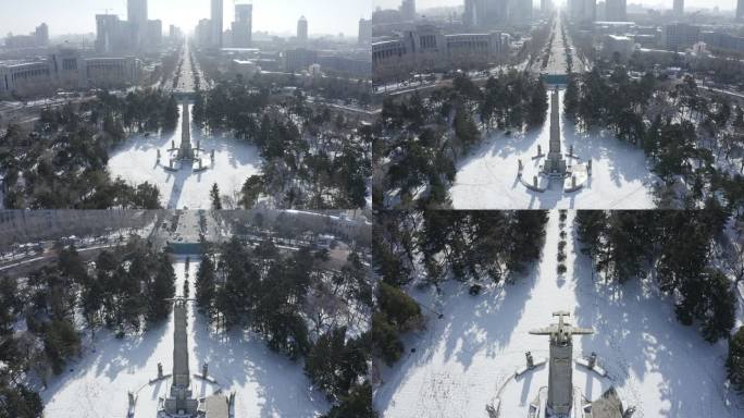 冬天航拍长春人民广场2.7Klog原视频