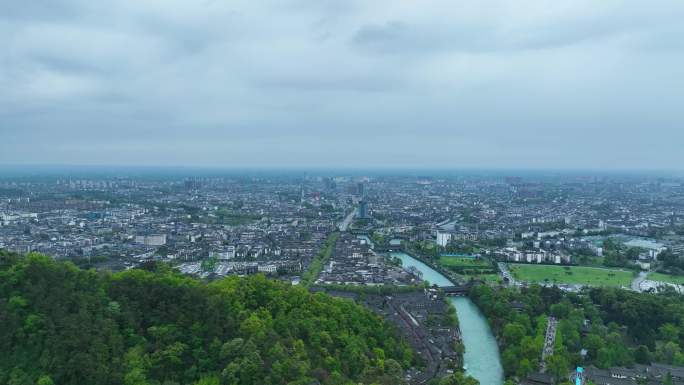 航拍四川都江堰大坝水利鱼嘴飞沙堰宝瓶口