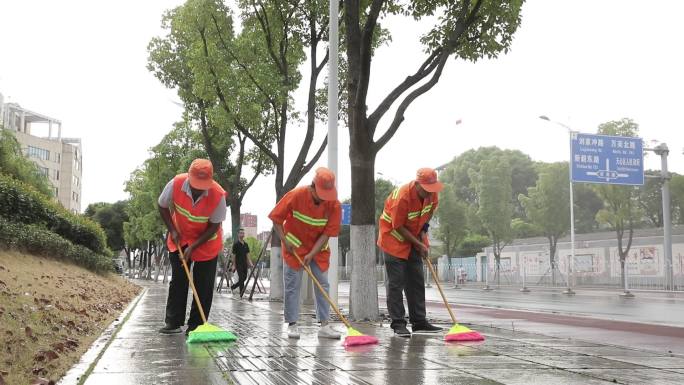 环卫工人 清扫 洒水 马路清洁 清洁工