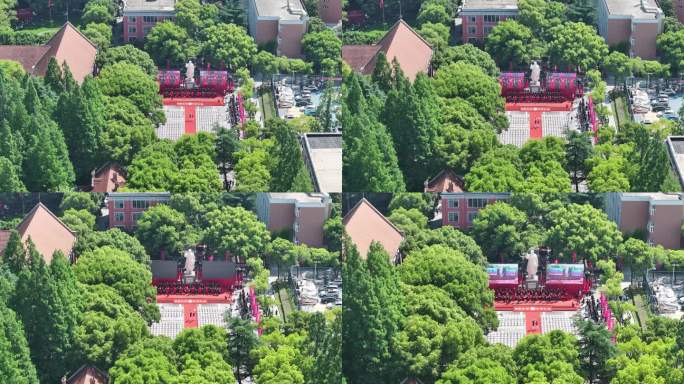 4K原素材-航拍学位授予仪式、拨穗