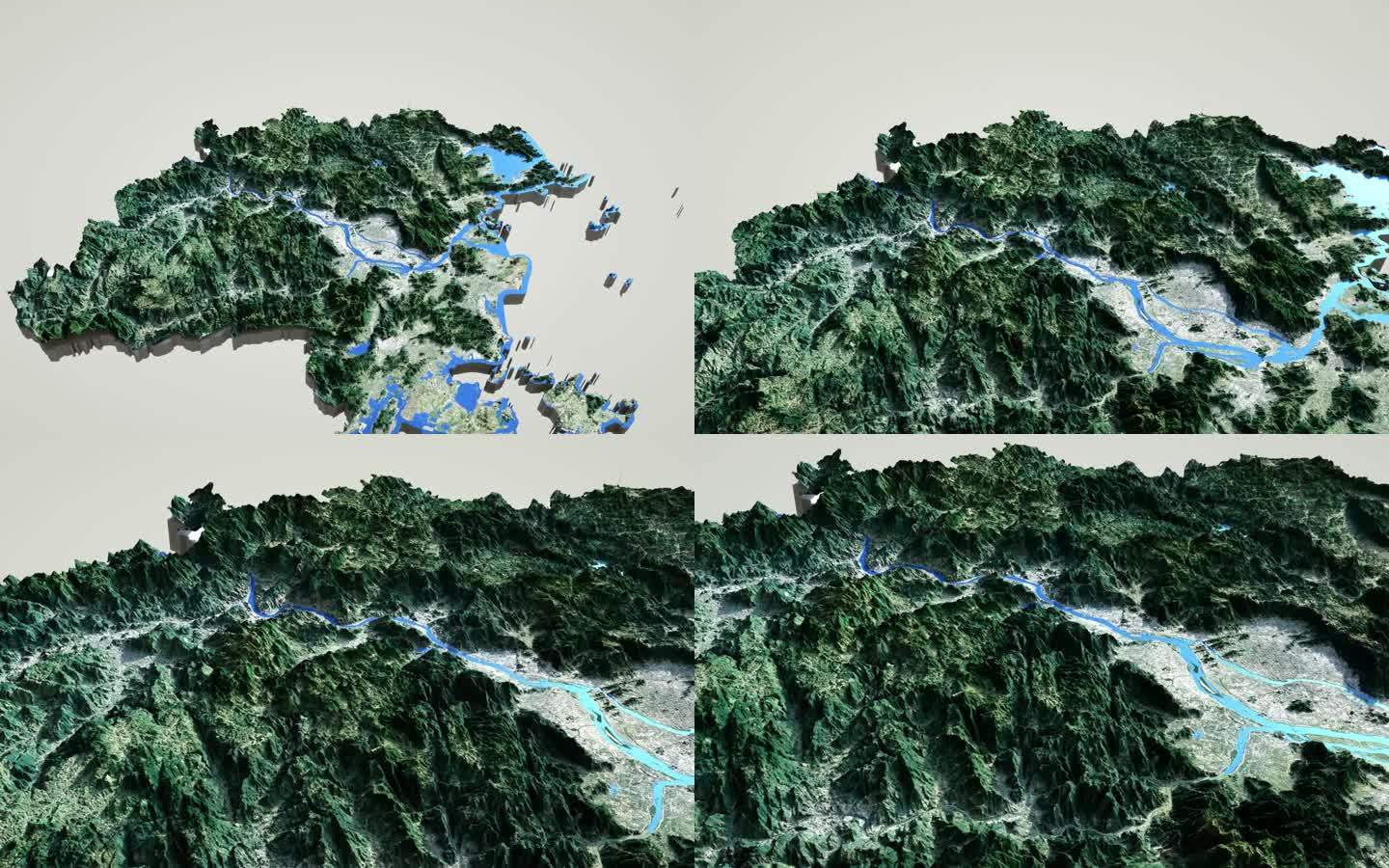 精细福州地图模型20k颜色高程水系贴图