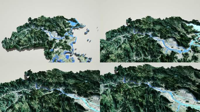 精细福州地图模型20k颜色高程水系贴图