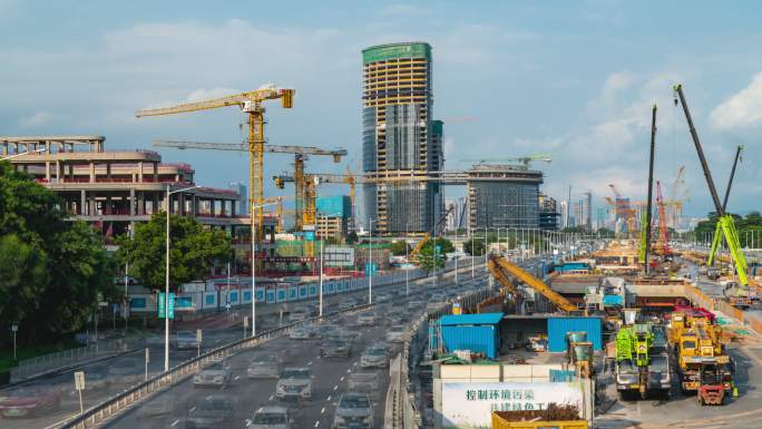 城市脉动4K深圳南山滨海大道的繁忙与建设