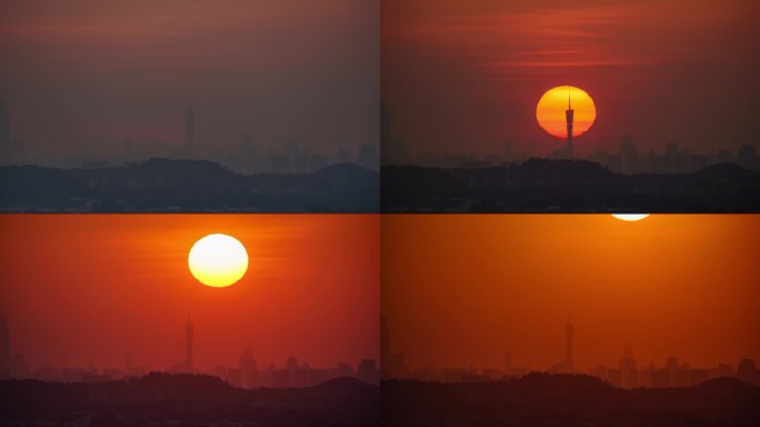 【4K】佛山拍摄广州塔远距离日出