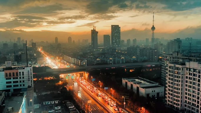 延时车流夜景俯视镜头