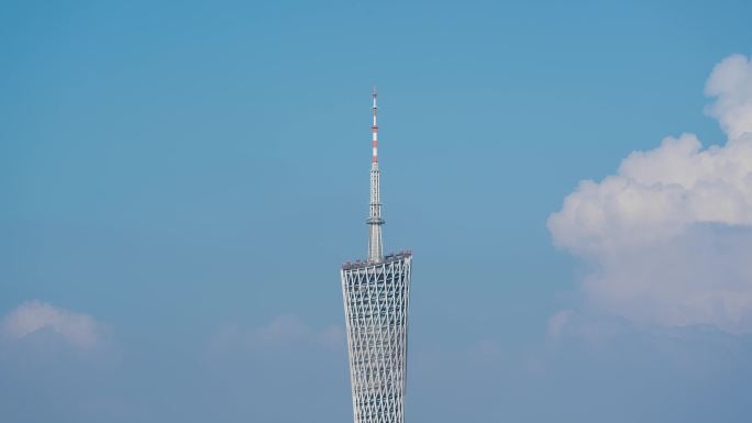 【4K】广州塔蓝天白云延时