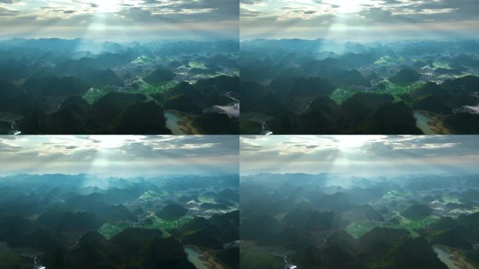 航拍桂林风光喀斯特地貌