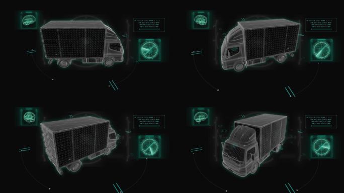 厢式货车HUD科技界面展示素材