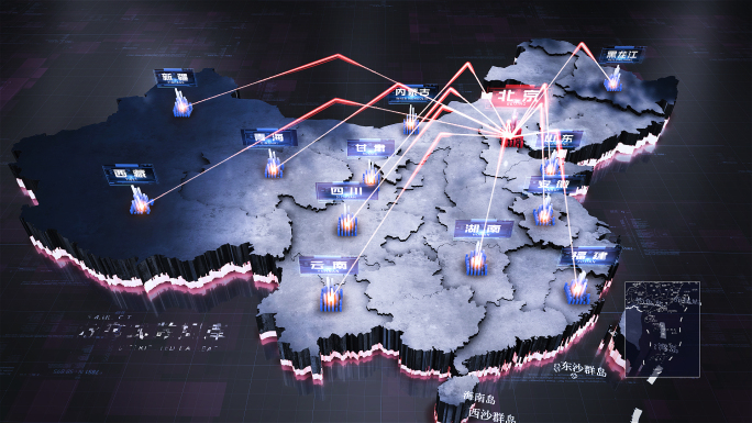 E3D科技地块中国地图AE模板