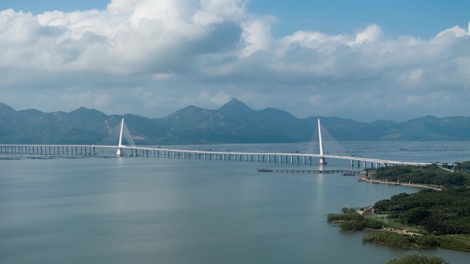 【4K】长焦航拍深圳湾大桥延时
