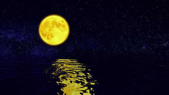 原创月光海海上明月背景视频