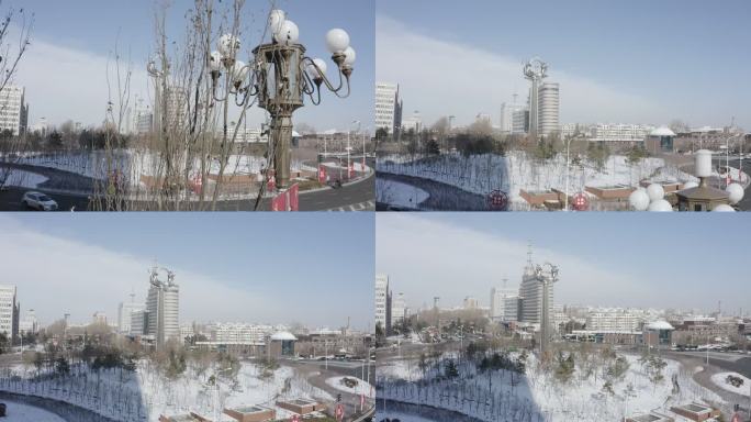 冬天航拍长春卫星广场2.7K log