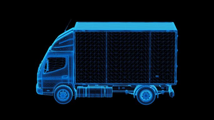 厢式货车蓝色科技线条通道素材