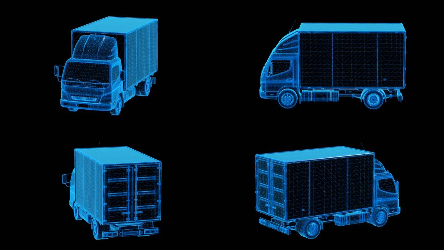 厢式货车蓝色科技线条通道素材