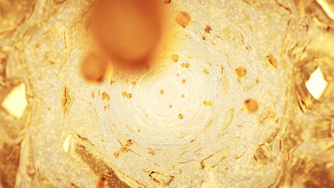 隧道中的金色水分子流动三维广告素材