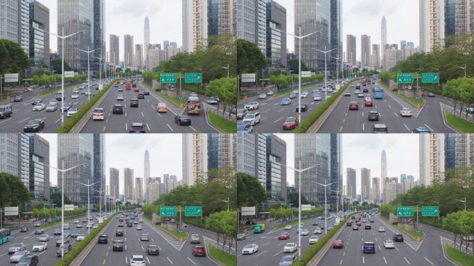 中国广东深圳繁忙的城市道路交通
