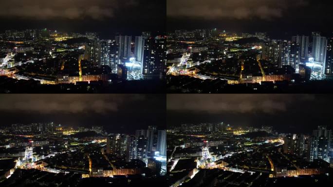 小城夜雨  小城云雾夜景航拍