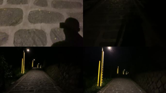 夜爬华山全民健身登高登山道夜晚爬山人群