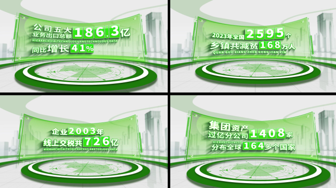 绿色简洁宽屏科技文字数据展示AE模板