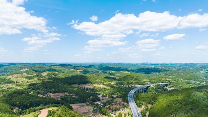 乡村高速公路航拍延时