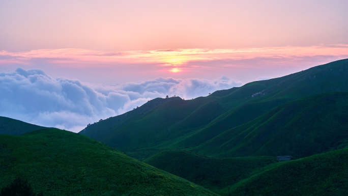 高山云海日落延时