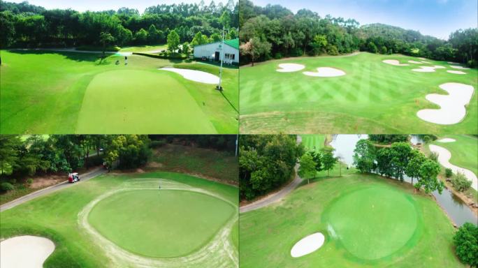 户外高尔夫球场空镜航拍