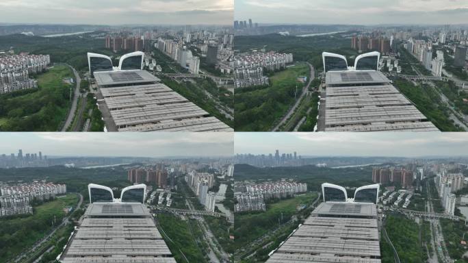 南宁青秀区会展中心航拍4k视频
