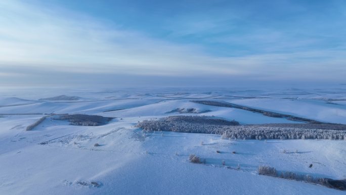 航拍高寒雪域雪原暮色