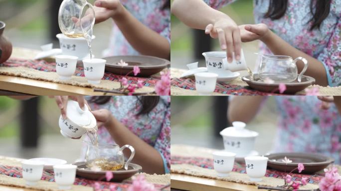 茶艺师展示茶艺，讲解盖碗茶冲泡品流程1泡
