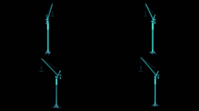 塔吊起重机吊车 高空作业科幻透明网格线框