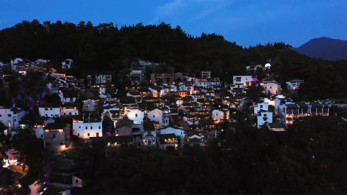 【4K无水印】航拍婺源篁岭夜景