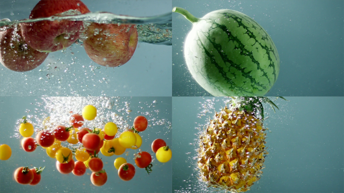 各种水果入水