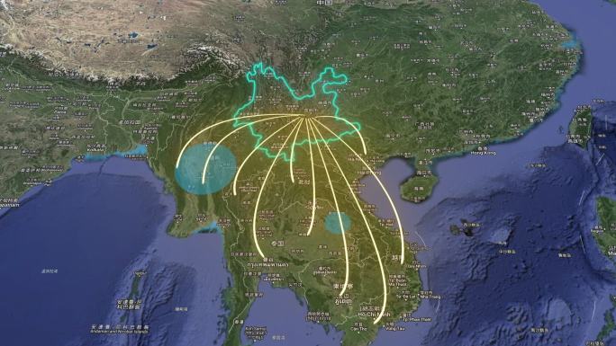 地图展示-从云南辐射至南亚东南亚