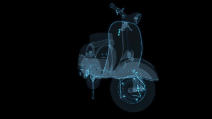小摩托车 电动车电瓶车科幻透明网格线框