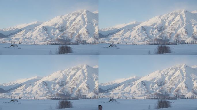 新疆阿勒泰禾木村 雪山 实拍