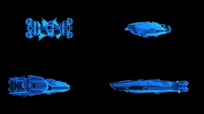 次时代宇宙飞船全息蓝色科技通道素材