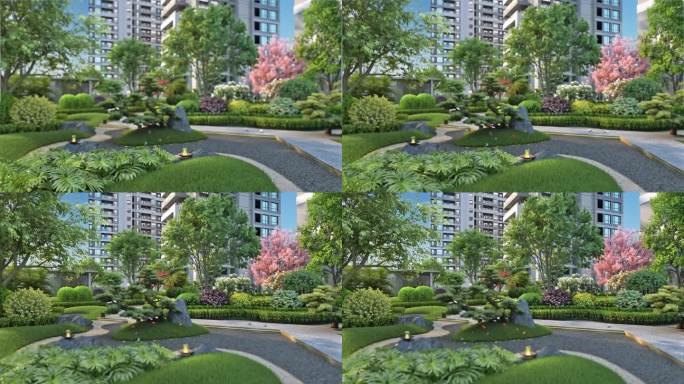 新中式园林绿化景观动画素材