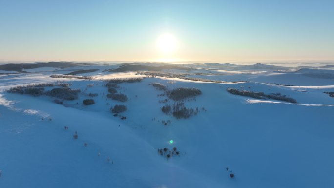 冬季内蒙古丘陵雪原