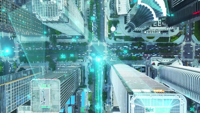 科技俯拍城市道路特效模板