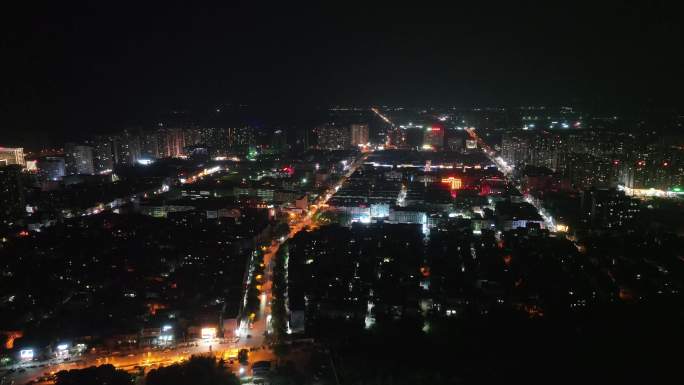 汉川城市地标夜景4K航拍