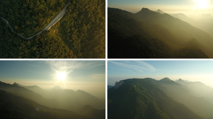 4k 航拍 山间日出 龟峰山日出