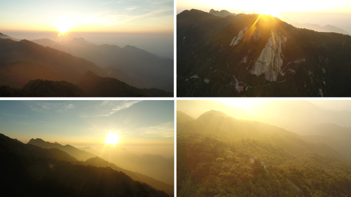 4k 航拍 山间日出 龟峰山日出